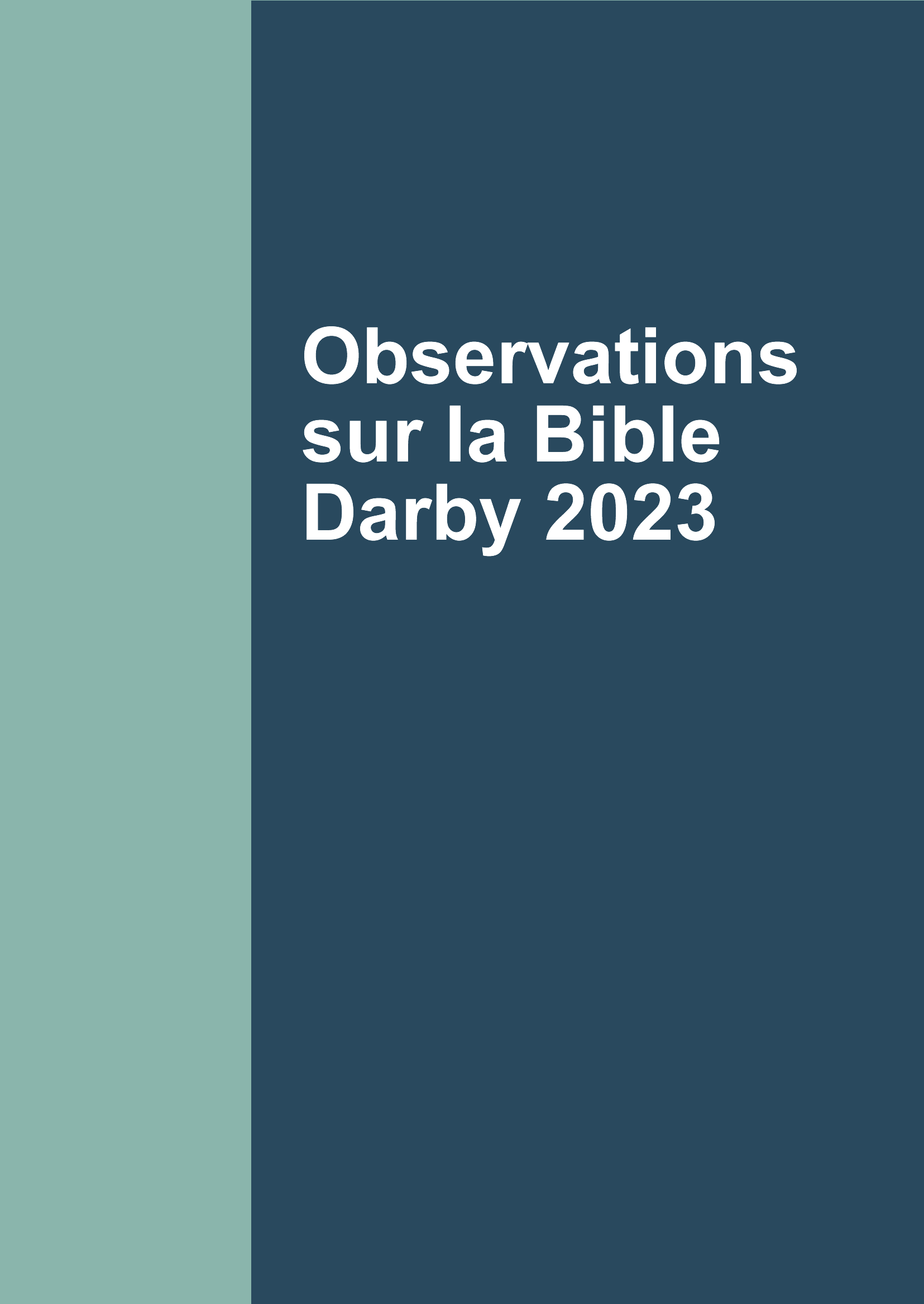 Observations sur la Bible Darby 2023