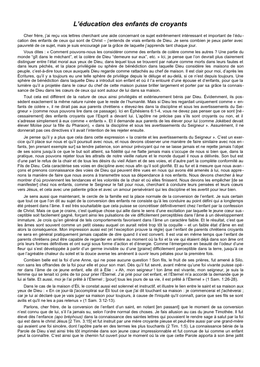 L'éducation des enfants de croyants